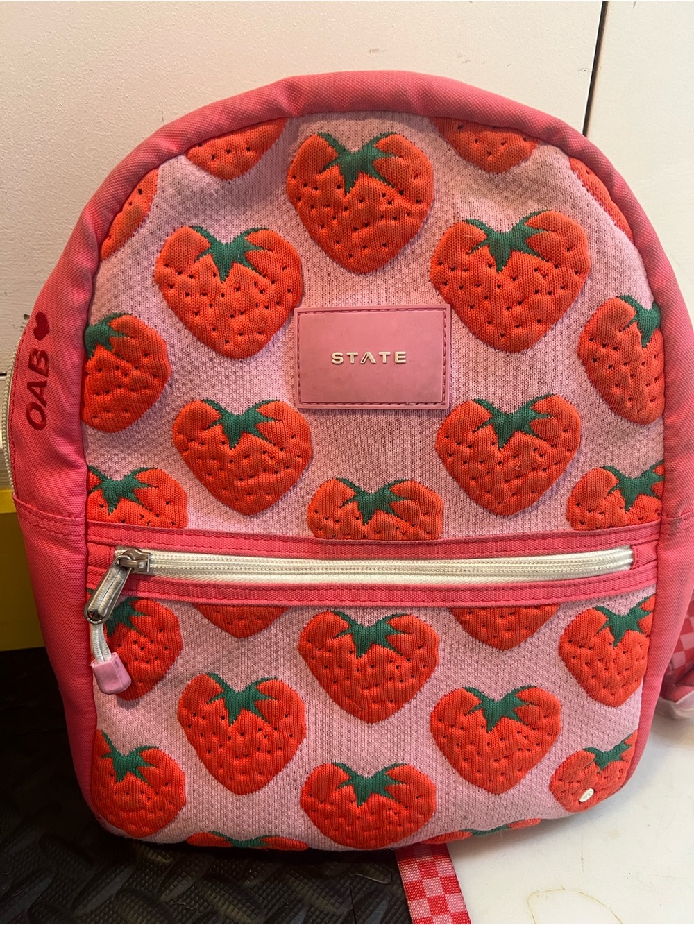 STATE Mini Kane Toddler Strawberry Print Pink Backpack